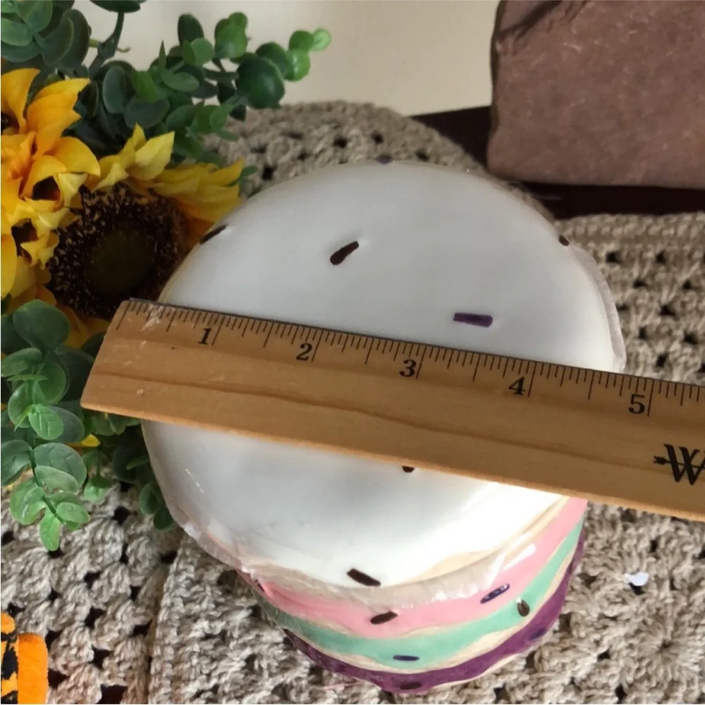 Ceramic Stacked Glazed DONUTS Small Canister Cookie Jar